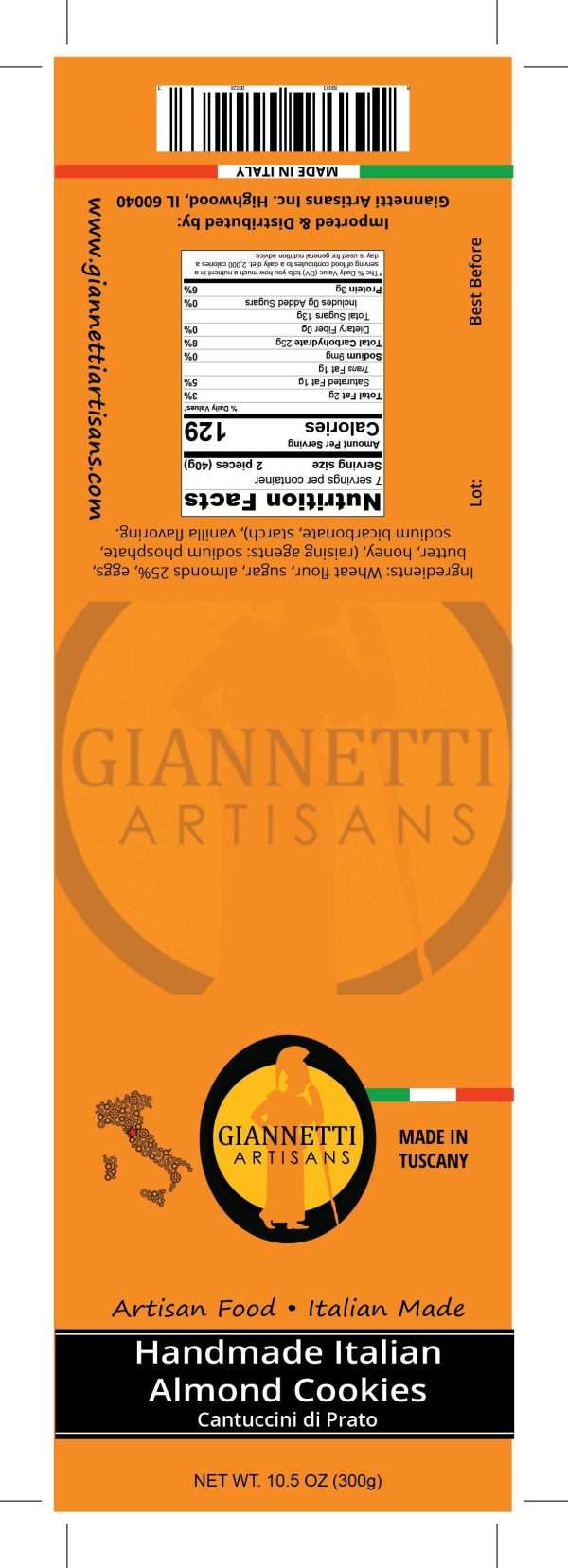 Nutrition Facts Giannetti Artisans Italian Biscotti
