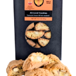 Black packaging of Giannetti Artisans Almond Biscotti with actual cookies in front of the box