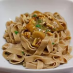 Photo of a plate of pasta for our Chestnut Pasta Recipe