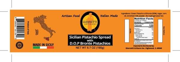 Pistachio Spread DOP Nutrition Facts