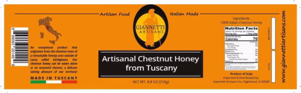 Orange Nutrition Facts Label of Giannetti Artisans Raw Chestnut Honey