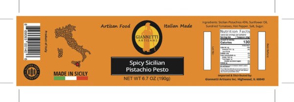 Spicy Pistachio Pesto Nutrition Facts Label