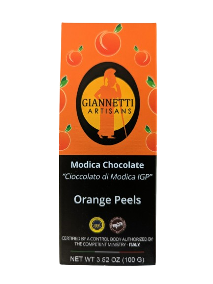 Modica Orange Chocolate 3.52 oz package of Giannetti Artisans Modica Orange Chocolate Bar