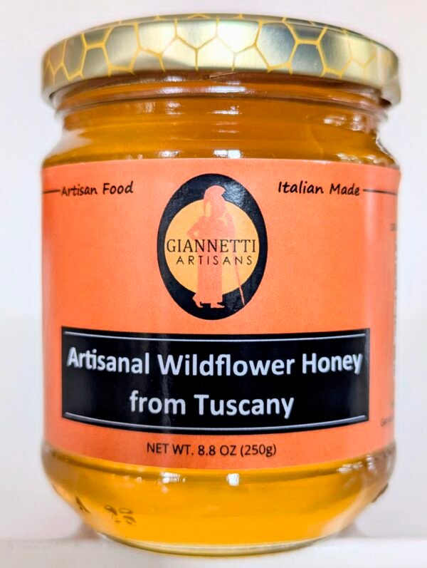 A jar of Giannetti Artisans Italian Wildflower Honey from Tuscany.