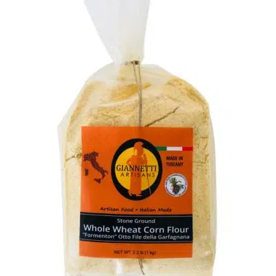 Front view of a 2lb bag of Giannetti Artisans Corn Flour on a white background