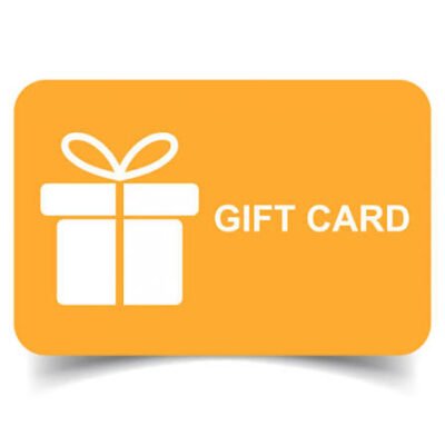 Orange gift card with white present for the Artisan Gift Cards category of Giannetti Artisans