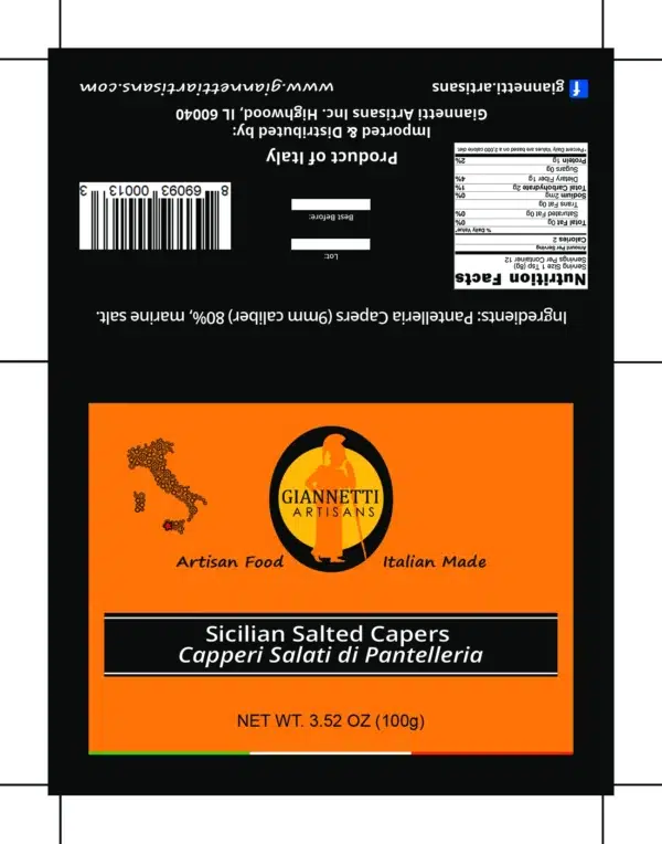 Orange Giannetti Artisans Nutrition Facts for Sicilian Salted Capers