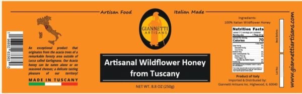 Orange Nutrition Facts Label for Giannetti Artisans Italian Wildflower Honey