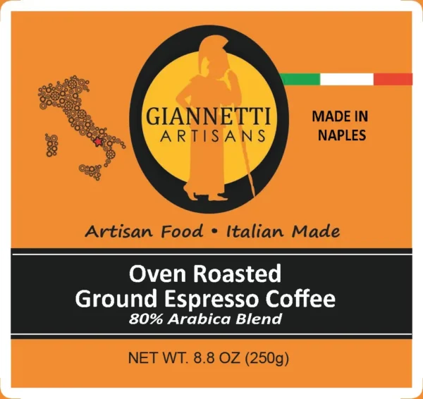 Giannetti Artisans ground espresso coffee nutrition facts front label