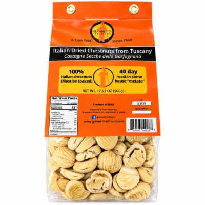 Giannetti Artisans Single Bag of Italian Dried Chestnuts from Tuscany Single Bag Front View