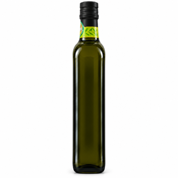 Side view of Giannetti Artisans Tuscan olive oil bottle