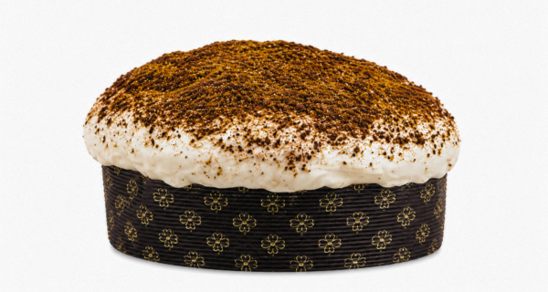 Side and back view of Giannetti Artisans Italian Panettone Cake with Modica Chocolate Cream Filling