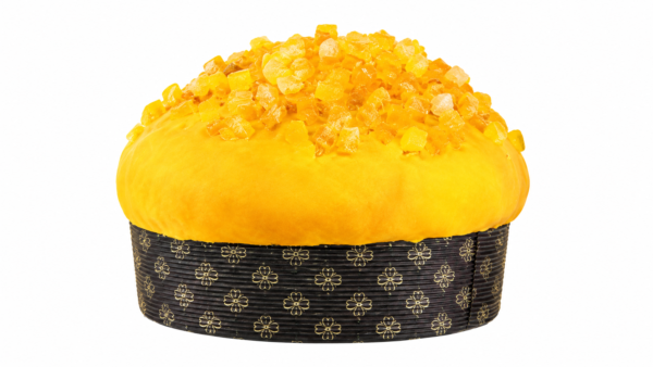 Side and back view of Giannetti Artisans Italian Panettone Cake with Tangerine Cream Filling
