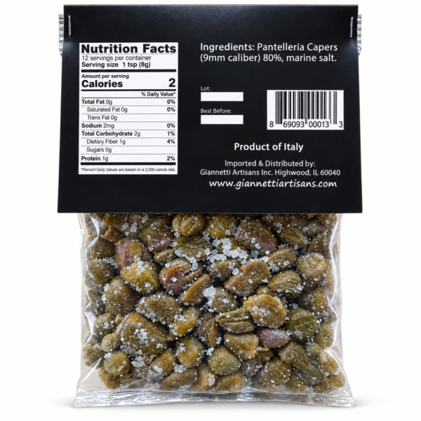 Back View Giannetti Artisans Italian Salted Capers from Pantelleria