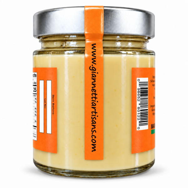 Sicilian Lemon Almond Spread jar back label – Giannetti Artisans