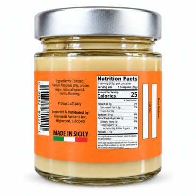 Sicilian Lemon Almond Spread jar side view – Giannetti Artisans