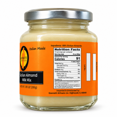 Giannetti Artisans Unsweetened Sicilian Almond Paste Side View Single Jar